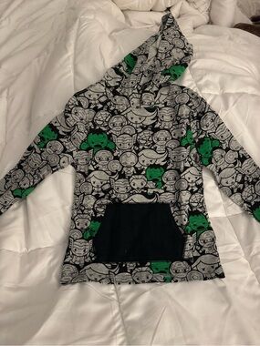 Kids Marvel Hooded Pullover - Green & Gray Marvel Character Print